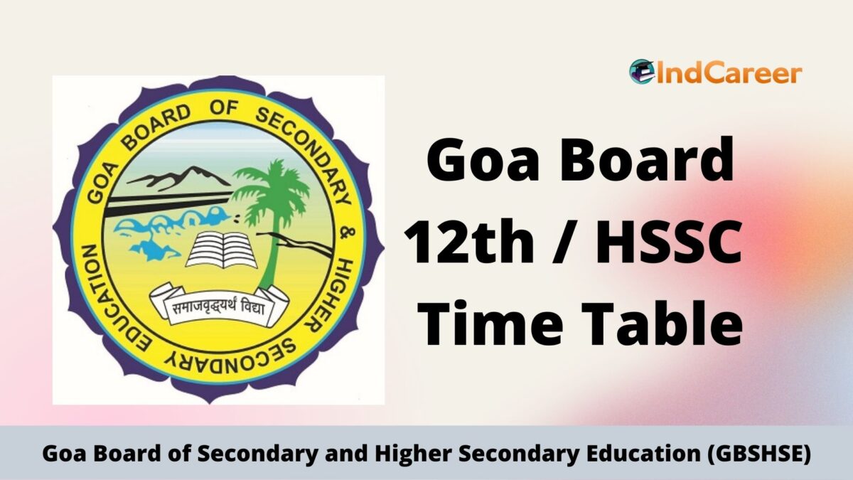 Goa Board HSSC Time Table, GBSHSE 12th Time Table PDF Download
