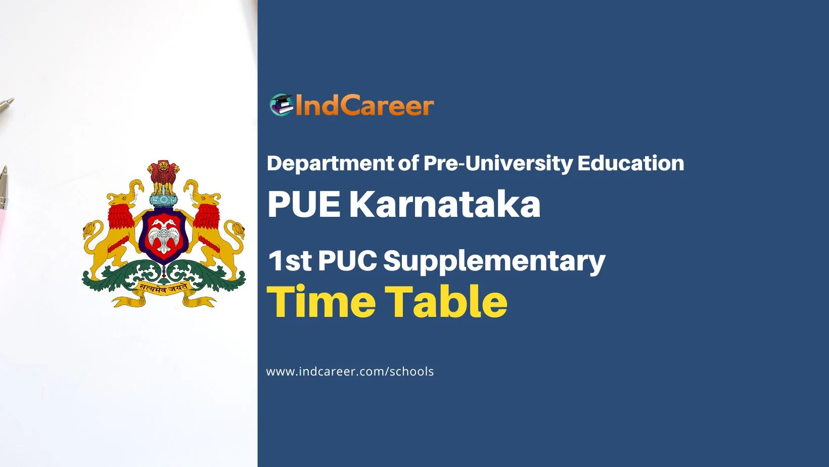 Karnataka 1st PUC Supplementary Time Table