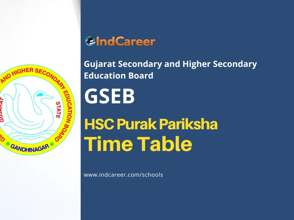 GSEB HSC Purak Pariksha Time Table