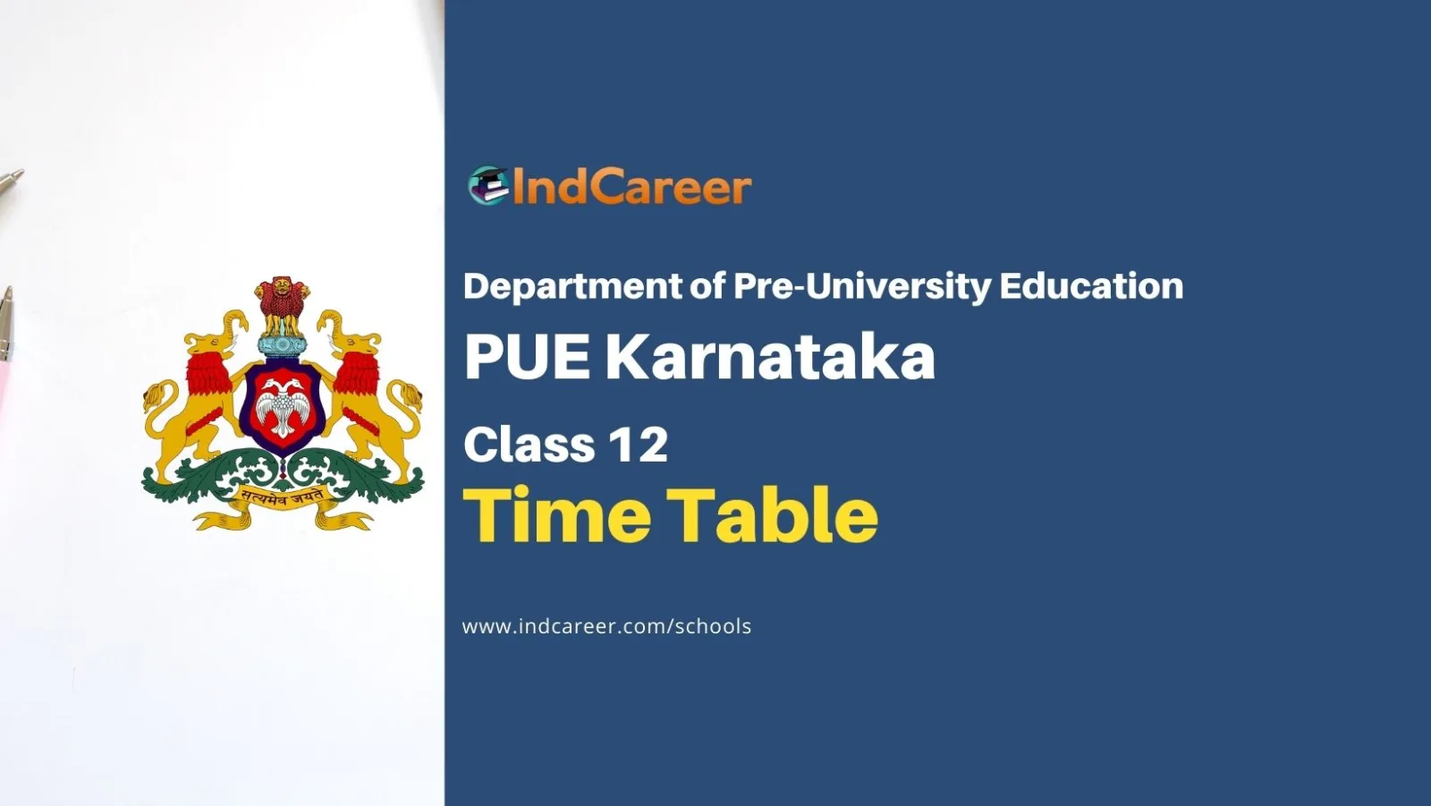 Karnataka 2nd PUC Time Table: Download PUE Karnataka Class 12th Exam Date
