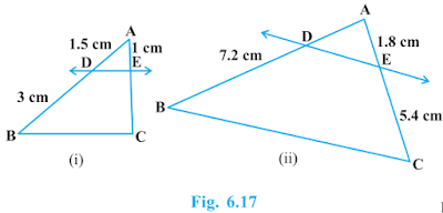 Triangles Exercise 6.2 Question No. 1 NCERT Solutions for Class 10th Mathematics: Chapter 6 - Triangles Ex. 6.2 Que. 1