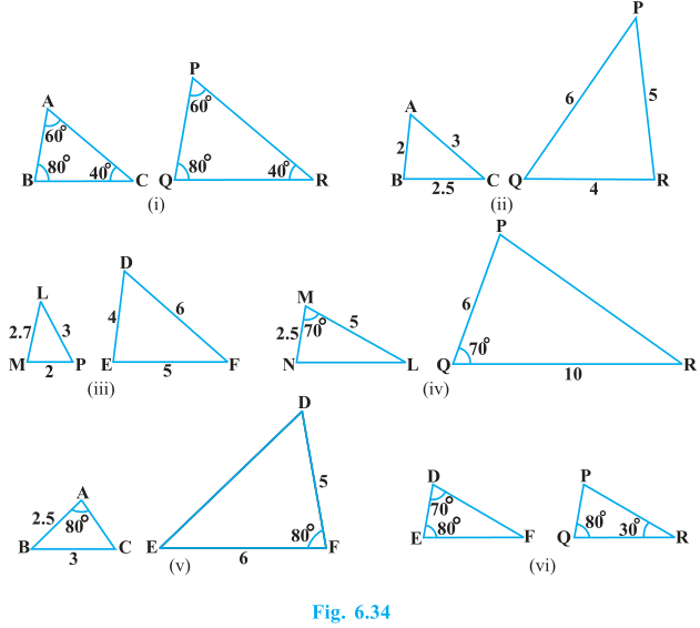 Triangles Exercise 6.3 Question No. 1 Triangles Exercise 6.3 Question No. 1