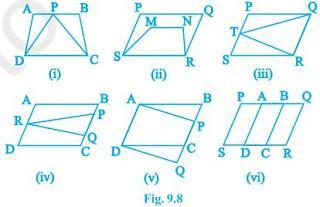 NCERT Solutions for 9th Class Maths : Chapter 9 Areas of Parallelograms and Triangles Ex. 9.1 Que. 1