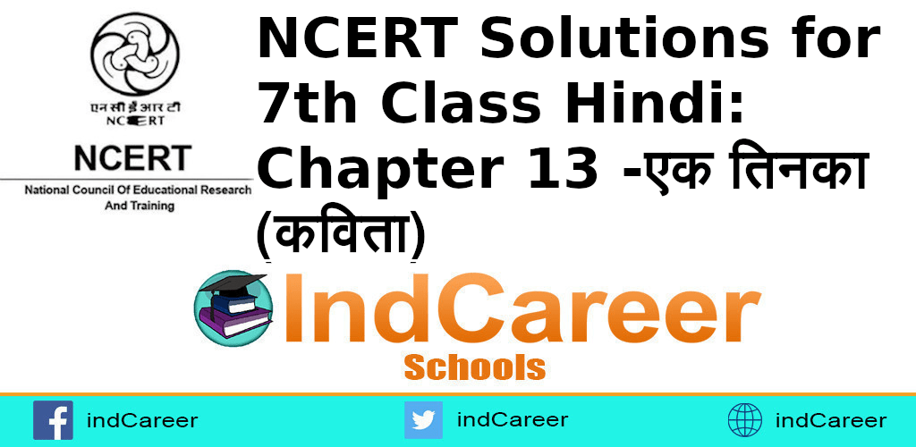 NCERT Solutions for 7th Class Hindi: Chapter 13 -एक तिनका (कविता)