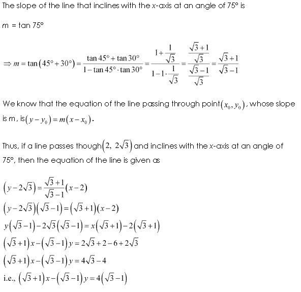 NCERT Solutions for 11th Class Maths: Chapter 10-Straight Lines Ex. 10.2 Que. 4