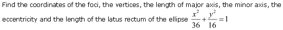 NCERT Solutions for 11th Class Maths: Chapter 11-Conic Sections Ex. 11. 3 que. 1