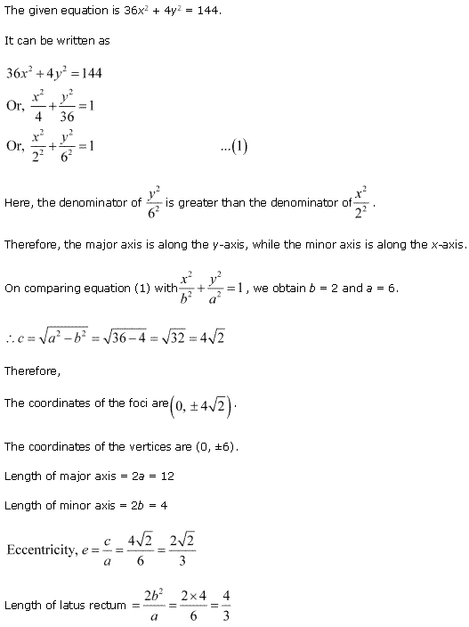 NCERT Solutions for 11th Class Maths: Chapter 11-Conic Sections Ex. 11. 3 que. 7