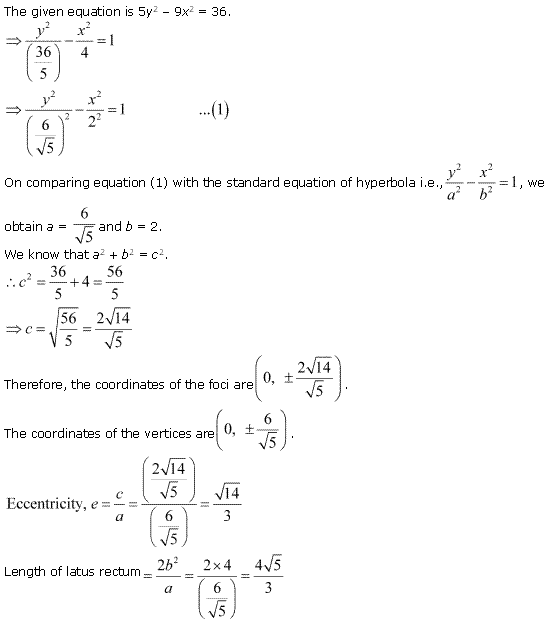NCERT Solutions for 11th Class Maths: Chapter 11-Conic Sections Ex. 11. 4 que. 5