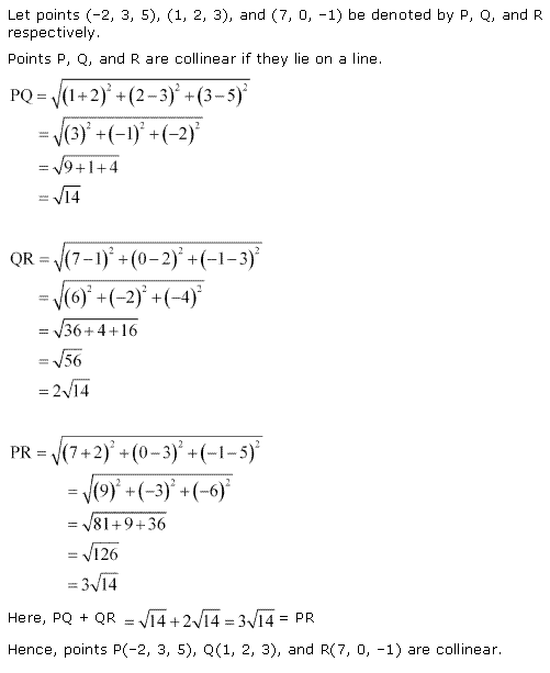 NCERT Solutions for 11th Class Maths: Chapter 12-Introduction to three Dimensional Geometry Ex. 12.2  Que. 2