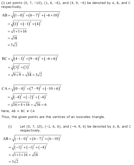 NCERT Solutions for 11th Class Maths: Chapter 12-Introduction to three Dimensional Geometry Ex. 12.2  Que. 3