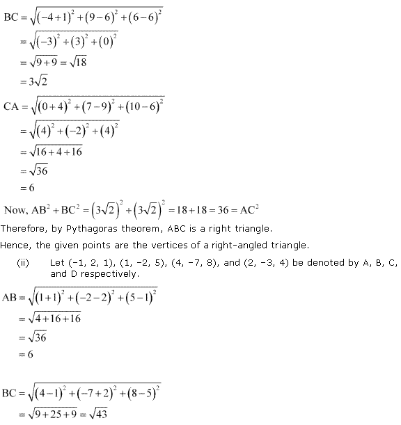 NCERT Solutions for 11th Class Maths: Chapter 12-Introduction to three Dimensional Geometry Ex. 12.2  Que. 3