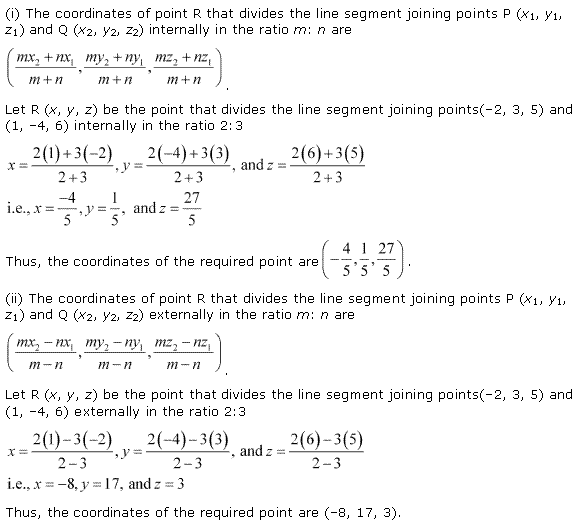 NCERT Solutions for 11th Class Maths: Chapter 12-Introduction to three Dimensional Geometry Ex. 12.3  Que. 1