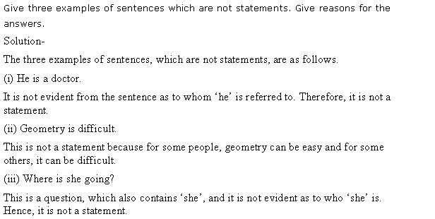 NCERT Solutions for 11th Class Maths: Chapter 14-Mathematical Reasoning Ex. 14.1 Que. 2