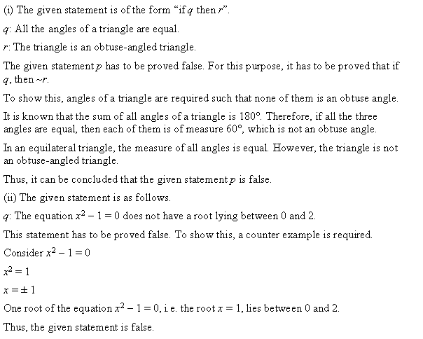 NCERT Solutions for 11th Class Maths: Chapter 14-Mathematical Reasoning Ex. 14.5 Que. 4
