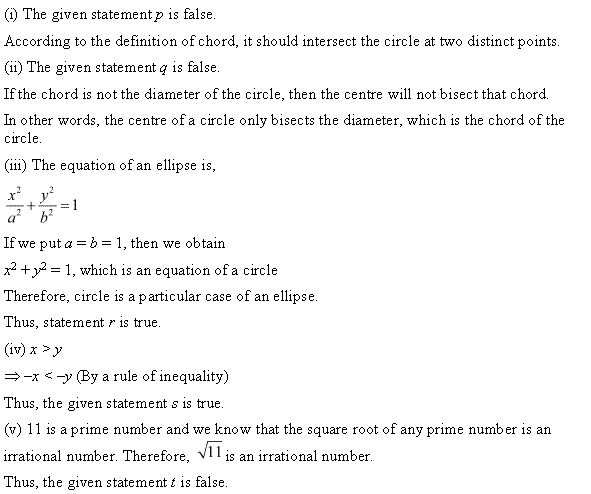 NCERT Solutions for 11th Class Maths: Chapter 14-Mathematical Reasoning Ex. 14.5 Que. 5