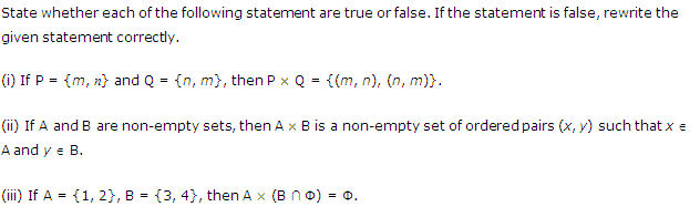 NCERT Solutions for 11th Class Maths: Chapter 2-Relations and Functions Ex. 2.1 Que. 4