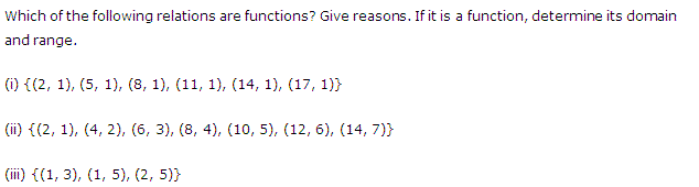 NCERT Solutions for 11th Class Maths: Chapter 2-Relations and Functions Ex. 2.3 Que. 1