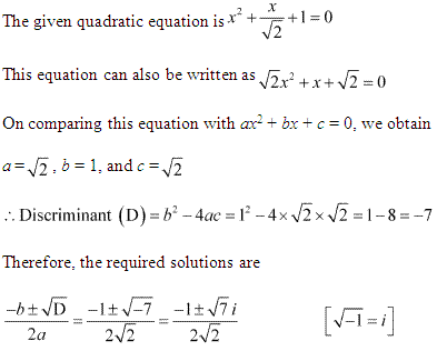NCERT Solutions for 11th Class Maths: Chapter 5-Complex Numbers and Quadratic Equations Ex.5.3 que. 10
