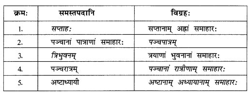 NCERT Solutions for Class 10 Sanskrit (Bhav): Chapter 7-समासा: