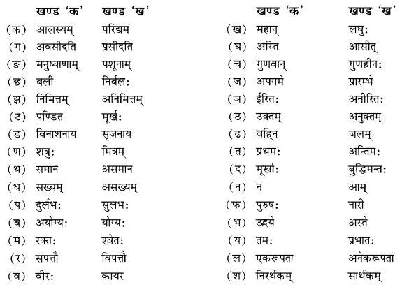 NCERT Solutions for Class 10 Sanskrit (Shemushi): Chapter 6-सुभाषितानि Que. 7