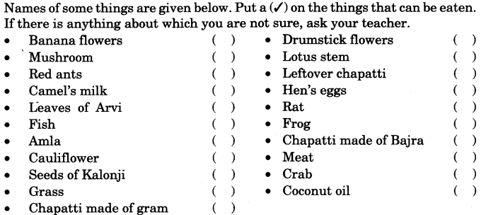 NCERT Solutions for 3rd Class Environmental Studies: Chapter 6-Foods We Eat Que. 4