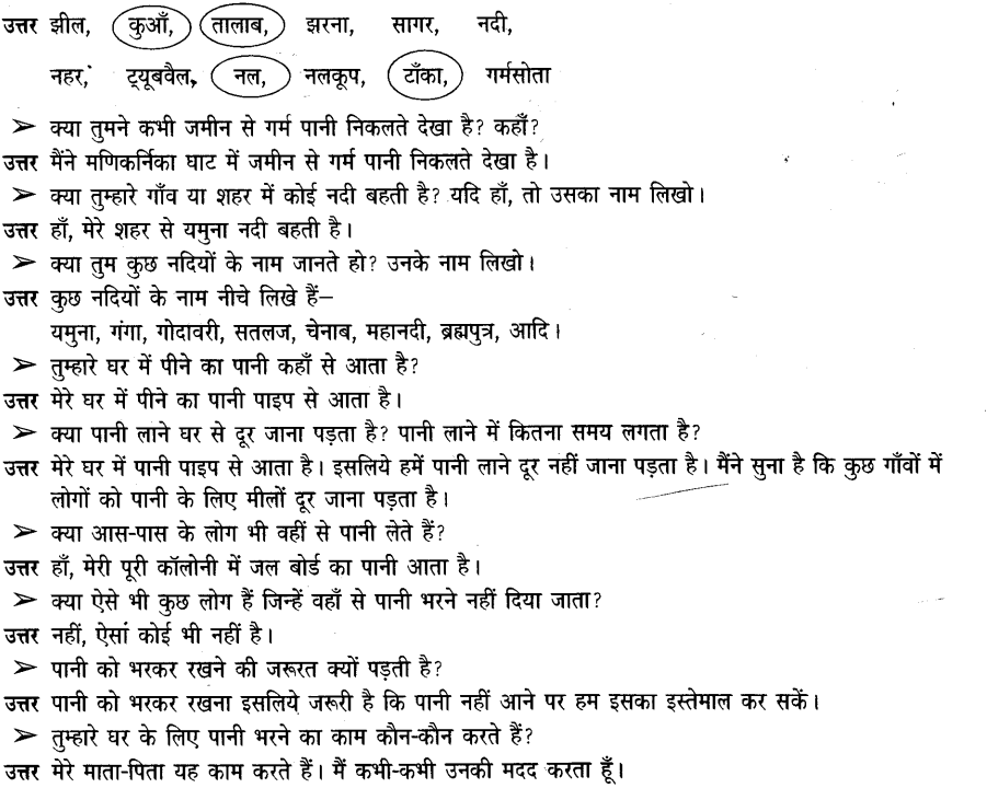 NCERT Solutions for Class 3rd Environmental Science –(पर्यावरण अध्ययन): Chapter 3-पानी रे पानी