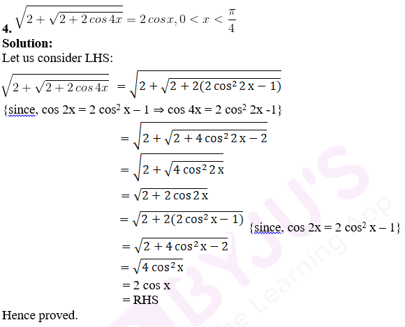 RD Sharma Solutions for Class 11 Maths Chapter 9 – Values of Trigonometric Functions at Multiples and Submultiples of an Angle image - 1