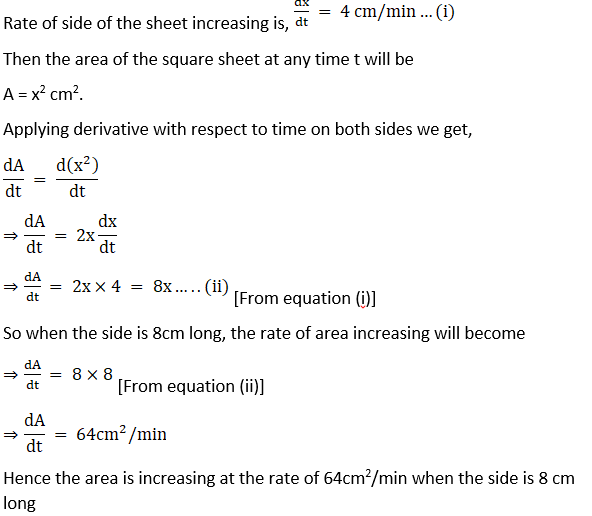 RD Sharma Solutions for Class 12 Maths Chapter 13 Derivative as a Rate Measurer