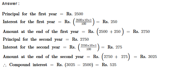 RS Aggarwal Solutions for Class 8 Maths Chapter 11–Compound Interest Ex 11A Q1