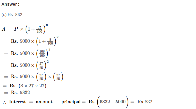 RS Aggarwal Solutions for Class 8 Maths Chapter 11–Compound Interest Ex 11D Q1