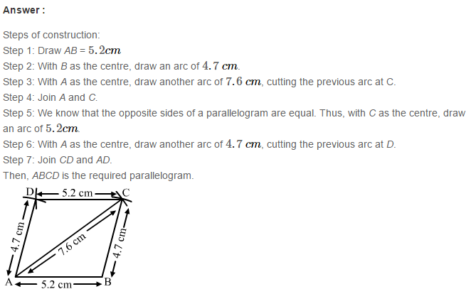 RS Aggarwal Solutions for Class 8 Maths Chapter 17–Construction of Quadrilaterals Exercise 17A Q1