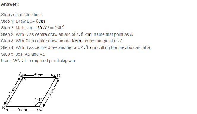 RS Aggarwal Solutions for Class 8 Maths Chapter 17–Construction of Quadrilaterals Exercise 17A Q4