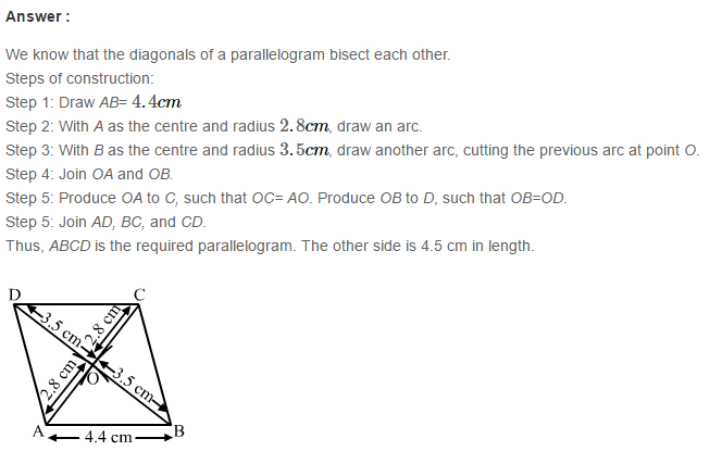 RS Aggarwal Solutions for Class 8 Maths Chapter 17–Construction of Quadrilaterals Exercise 17A Q5