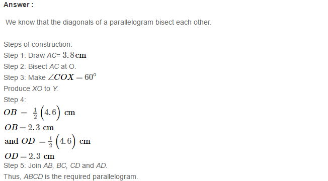 RS Aggarwal Solutions for Class 8 Maths Chapter 17–Construction of Quadrilaterals Exercise 17A Q7