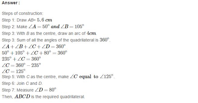 RS Aggarwal Solutions for Class 8 Maths Chapter 17–Construction of Quadrilaterals Exercise 17A Q11