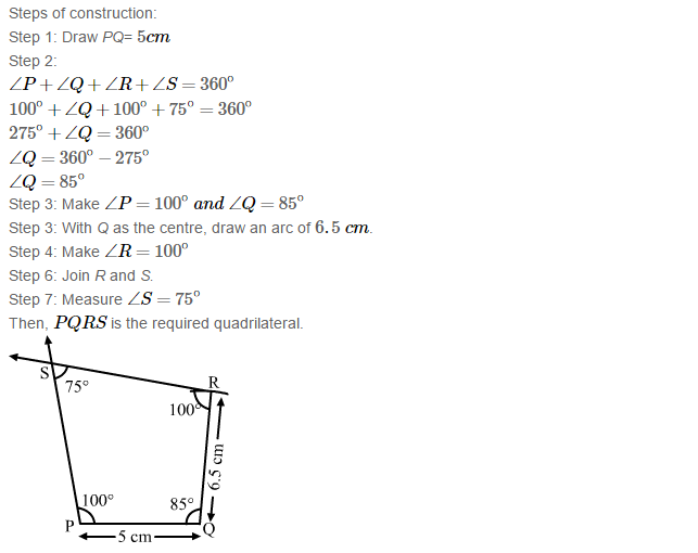 RS Aggarwal Solutions for Class 8 Maths Chapter 17–Construction of Quadrilaterals Exercise 17A Q12