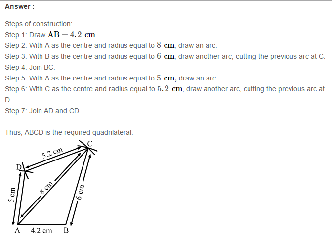 RS Aggarwal Solutions for Class 8 Maths Chapter 17–Construction of Quadrilaterals Exercise 17A Q1