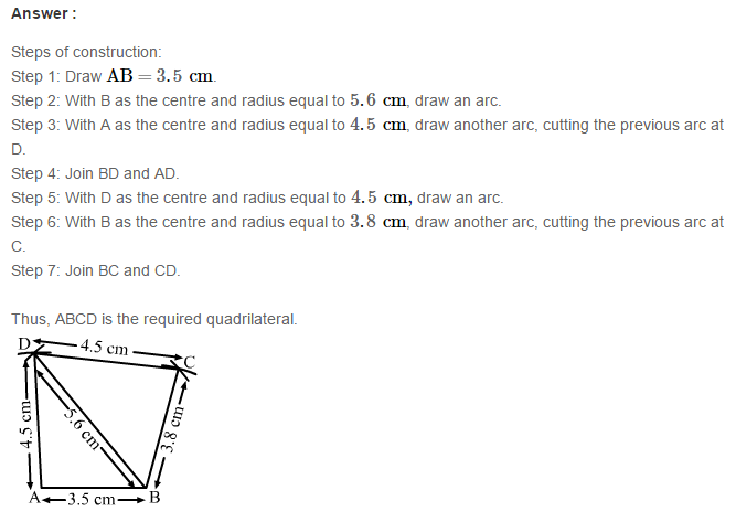 RS Aggarwal Solutions for Class 8 Maths Chapter 17–Construction of Quadrilaterals Exercise 17A Q3