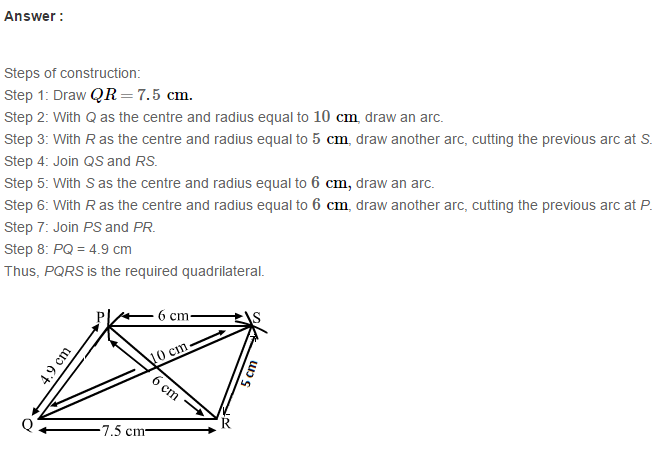 RS Aggarwal Solutions for Class 8 Maths Chapter 17–Construction of Quadrilaterals Exercise 17A Q5