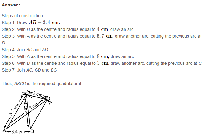 RS Aggarwal Solutions for Class 8 Maths Chapter 17–Construction of Quadrilaterals Exercise 17A Q6