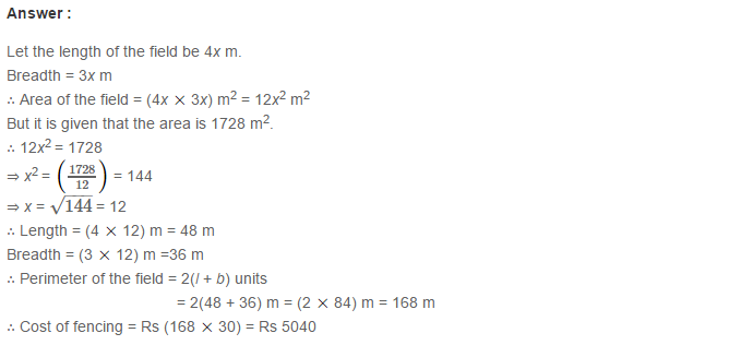 RS Aggarwal Solutions for Class 7 Maths Chapter 20–Mensuration Q3
