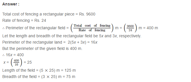 RS Aggarwal Solutions for Class 7 Maths Chapter 20–Mensuration Q8