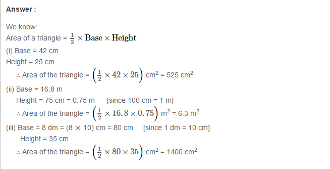 RS Aggarwal Solutions for Class 7 Maths Chapter 20–Mensuration Exercise 20D Q1