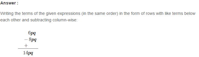 RS Aggarwal Solutions for Class 8 Maths Chapter 6–Operations on Algebraic Expressions Ex 6A Q10