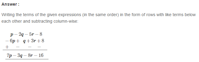 RS Aggarwal Solutions for Class 8 Maths Chapter 6–Operations on Algebraic Expressions Ex 6A Q14