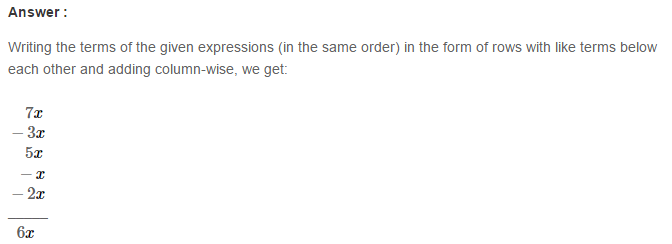 RS Aggarwal Solutions for Class 8 Maths Chapter 6–Operations on Algebraic Expressions Ex 6A Q2
