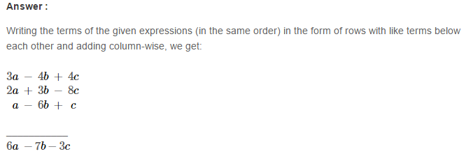 RS Aggarwal Solutions for Class 8 Maths Chapter 6–Operations on Algebraic Expressions Ex 6A Q3
