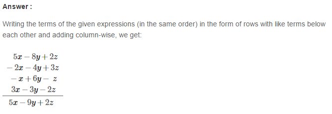 RS Aggarwal Solutions for Class 8 Maths Chapter 6–Operations on Algebraic Expressions Ex 6A Q4