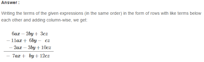 RS Aggarwal Solutions for Class 8 Maths Chapter 6–Operations on Algebraic Expressions Ex 6A Q5