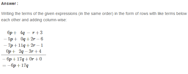 RS Aggarwal Solutions for Class 8 Maths Chapter 6–Operations on Algebraic Expressions Ex 6A Q7